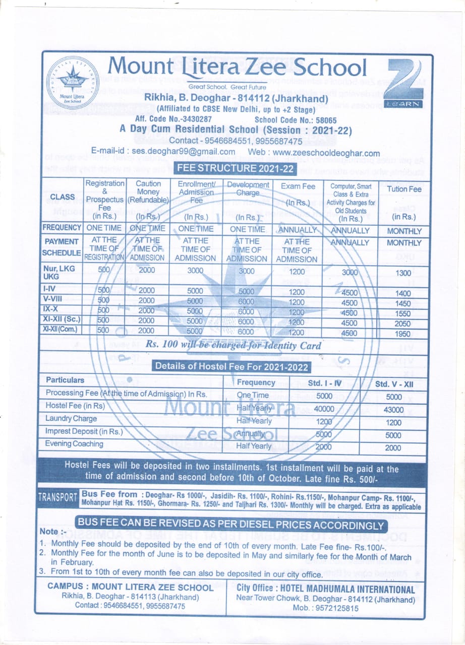 Fee Structure